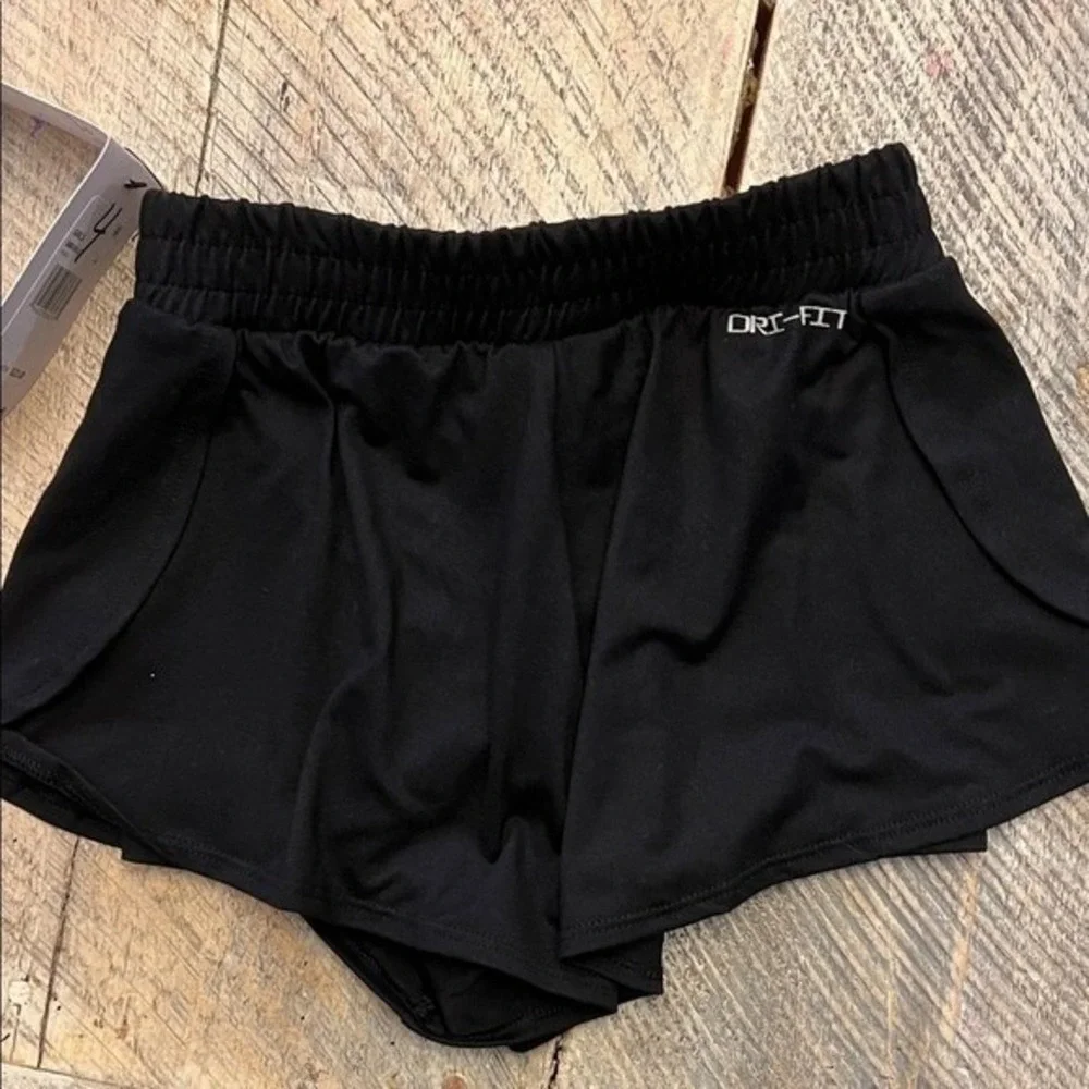 Nike Dri-FIT Running Shorts Girls Size 4 Black NEW‎ 36M340-023 Athletic 2-in-1
